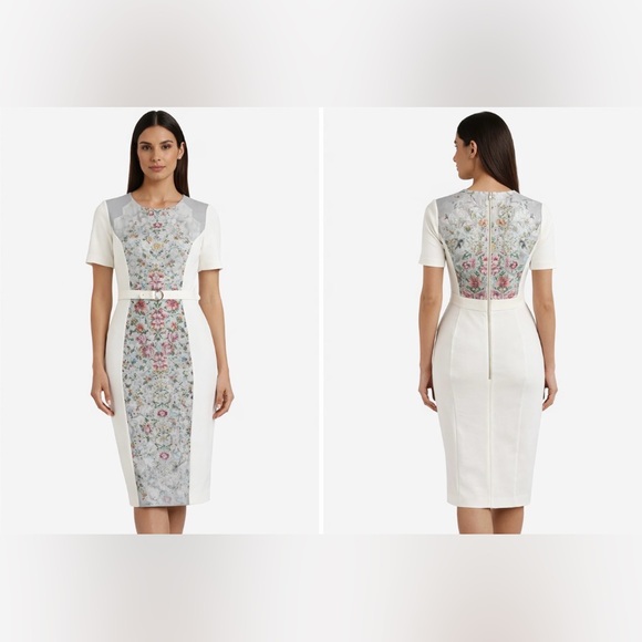 Ted Baker Dresses & Skirts - Ted Baker Honeycomb Floral Print White Dress